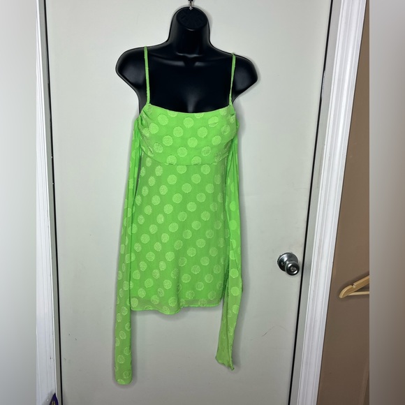 Urban Outfitters Lime Green Circle Spaghetti Strap Mini dress Sz Small - Picture 5 of 10